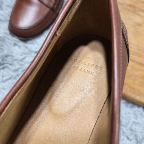 Sezane Andrea Natural Heritage Womens Size 8 EU 38 Warm Brown Leather Loafers - Picture 6 of 12